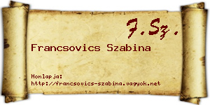 Francsovics Szabina névjegykártya